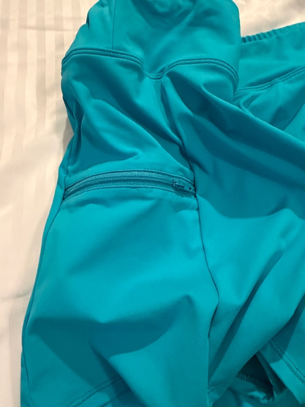 Beach House Turquoise and White Swim Top with Geometric Accent - Picture 6 of 14